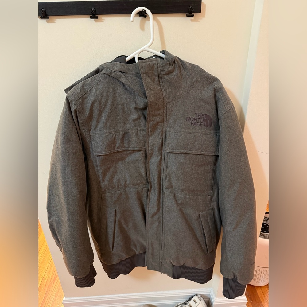 Gray North Face Parka Bomber Jacket